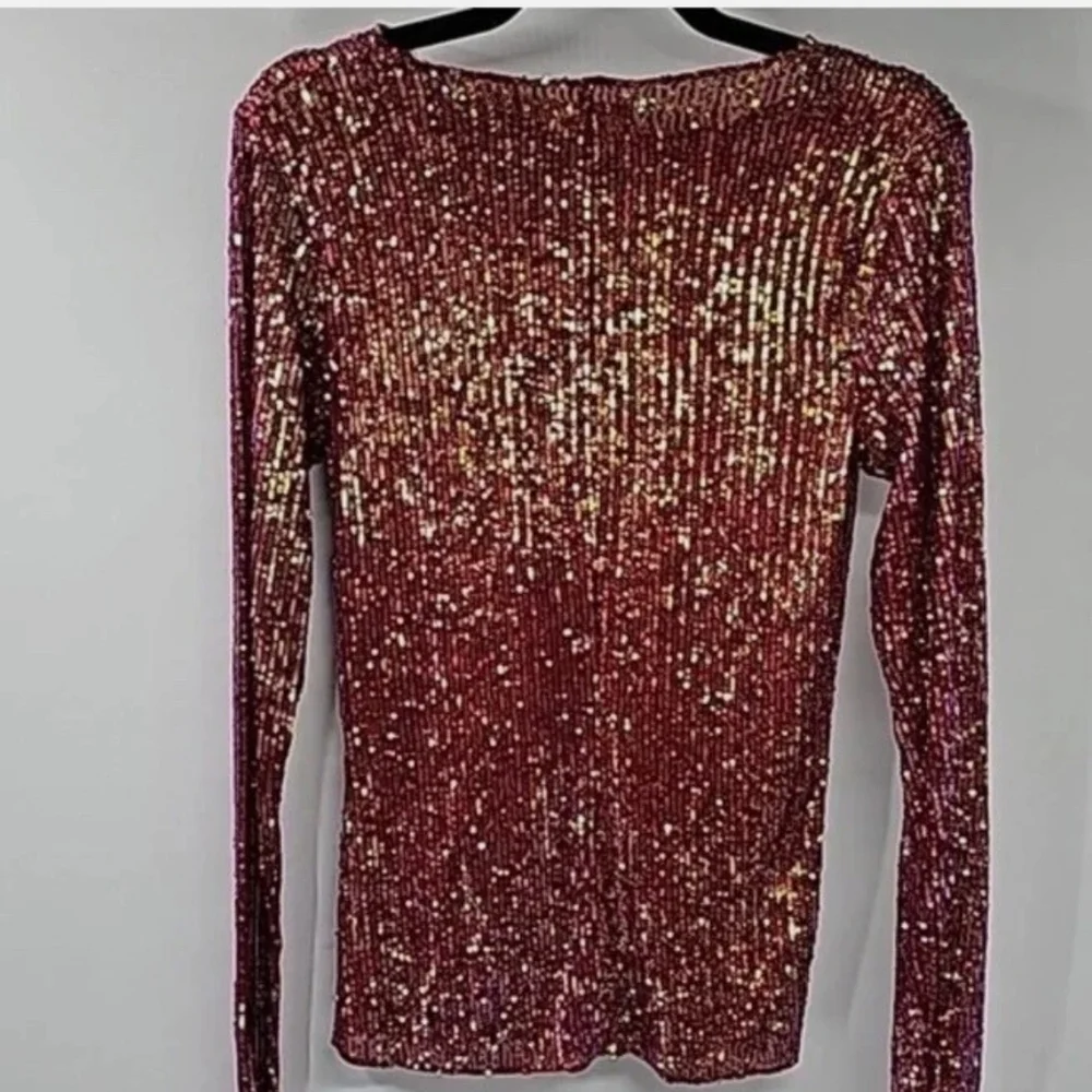 Free People Sequin Top in Red and Gold - Picture 4 of 5